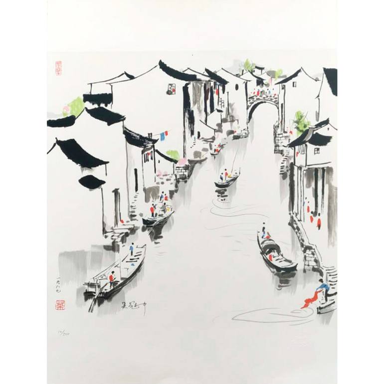 Water Town | Zhong Biao Painting by Yang Gallery | Saatchi Art