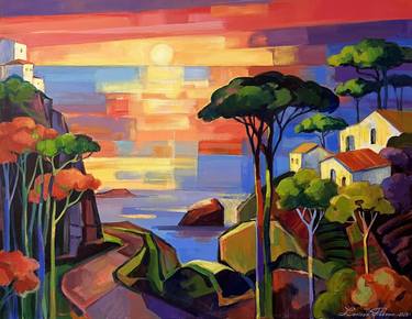 Original Cubism Landscape Paintings by Larissa Abtova