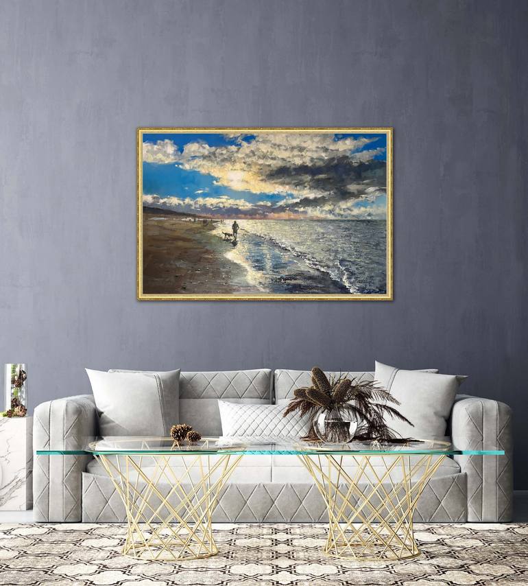 Original Impressionism Beach Painting by Larissa Abtova