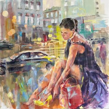 Original Figurative Cities Paintings by Larissa Abtova