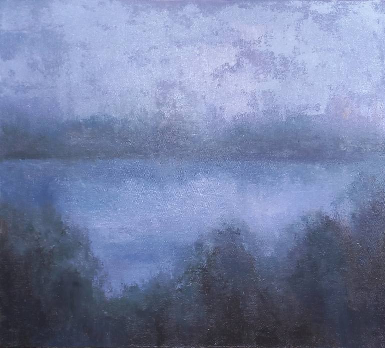 Original Nature Painting by Faisal Siddik | Abstract Art on Canvas | Lakeside before the rain
