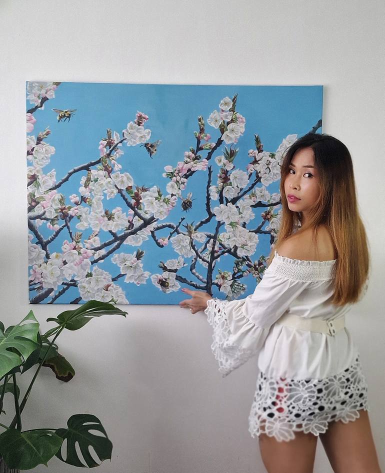 Original Contemporary Floral Painting by Leona Mason