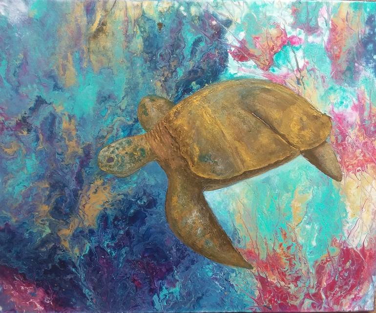 Seaturtle Painting by Hazel Bunce | Saatchi Art