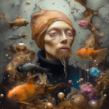 man death pale fish drowning undersea bubbles