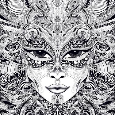 mask jewels monochrome decorative wall art black white beautiful