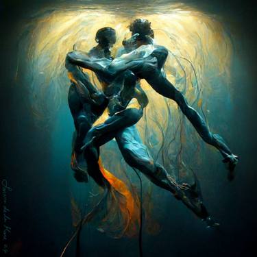 fine art oils painting water underwater ocean legs movement surreal