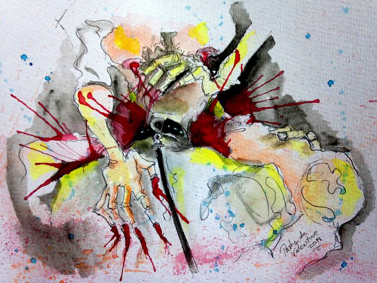 Print of abstract expressionism love Painting by Sarnia De La Mare