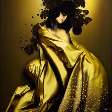 gold woman art nouveau leaf beauty