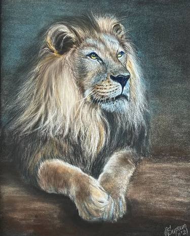 Lion King. Original Pastels Drawing thumb