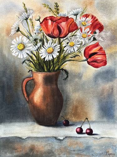 Bouquet with Poppies. Classic Still Life thumb