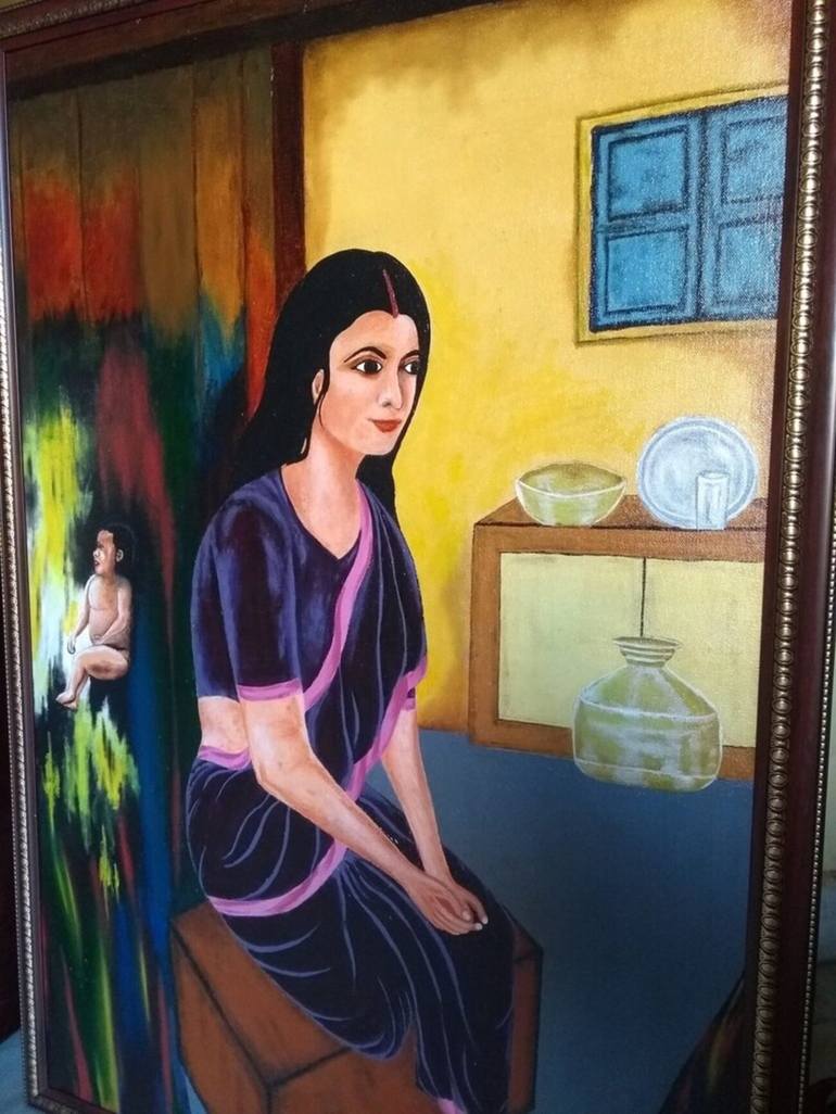 Original Expressionism Women Painting by ASHISH KUMAR