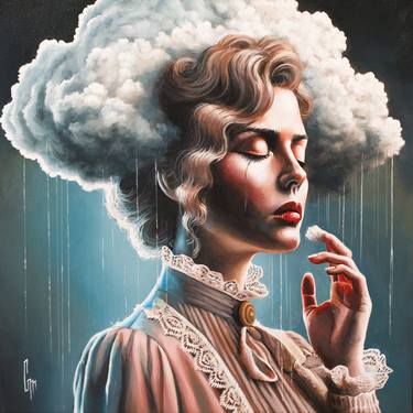 Original Surrealism People Painting by Mrs Steamcloudy