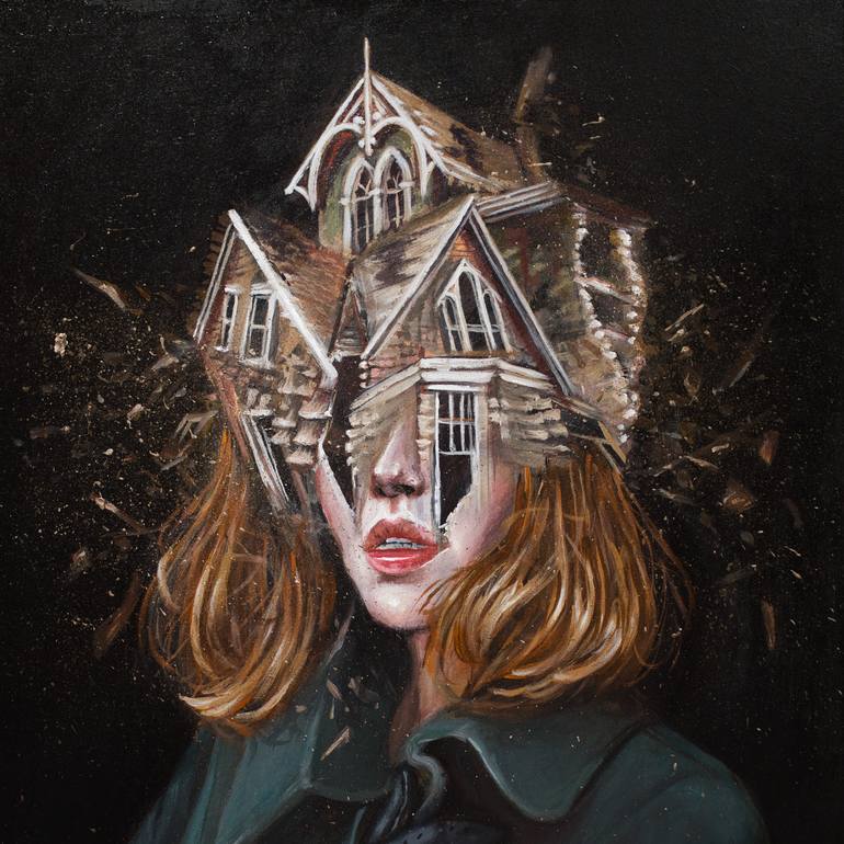 Original Surrealism People Painting by Mrs Steamcloudy