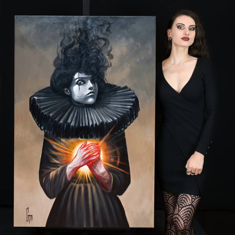 Original Surrealism Portrait Painting by Mrs SteamCloudy