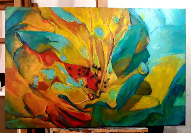 Original Abstract Expressionism Floral Painting by Krystyna Suchwallo