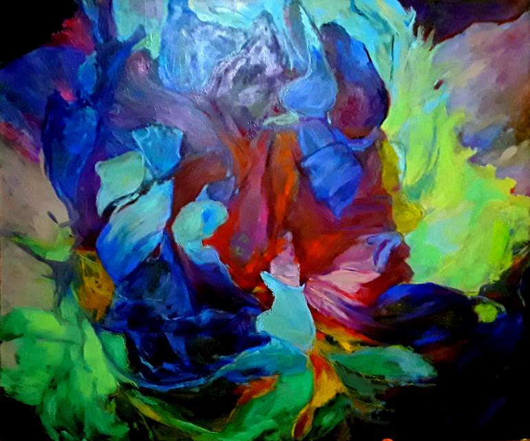 Original Abstract Expressionism Floral Painting by Krystyna Suchwallo
