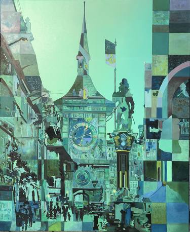 Print of Cubism Cities Paintings by Constantin Roucault