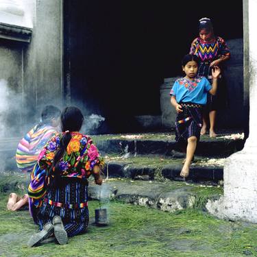 Girl on steps, Chichicastenango, Guatemala. thumb