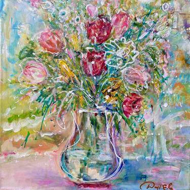 Original Expressionism Floral Paintings by ELENA DMITRIEVA