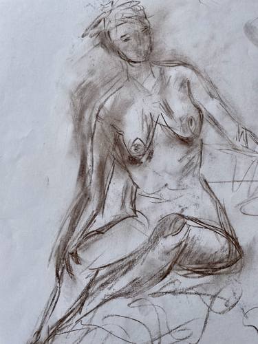 Print of Expressionism Nude Drawings by ELENA DMITRIEVA