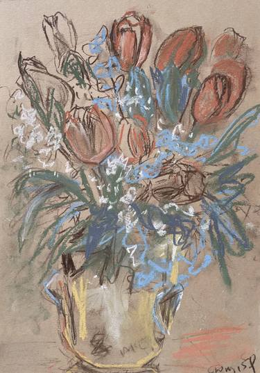 Original Expressionism Floral Drawings by ELENA DMITRIEVA