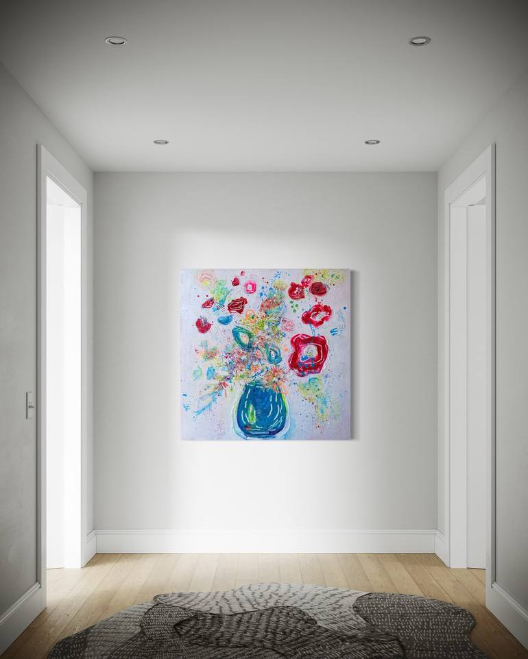 Original Abstract Expressionism Floral Painting by ELENA DMITRIEVA