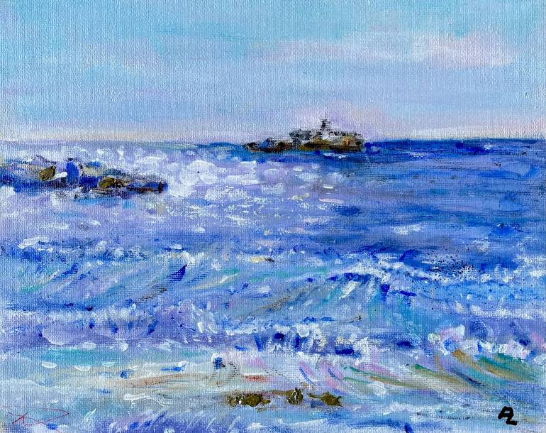 Original Landscape Painting by Elena Dmitrieva | Impressionism Art on Canvas | On the way to the port