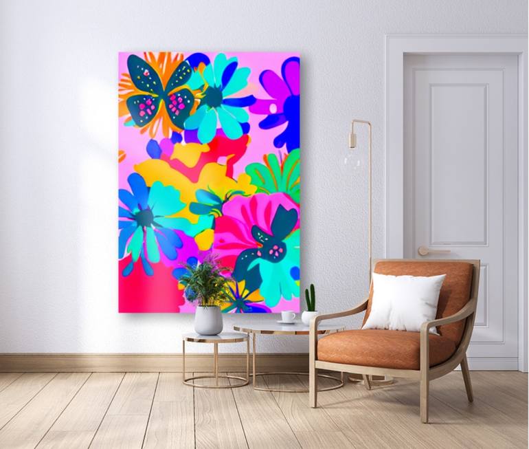 Original Pop Art Floral Painting by Solomia K