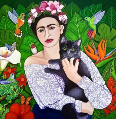 Frida with black cat thumb
