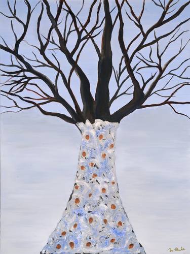 Original Modern Tree Mixed Media by Roya Chadab