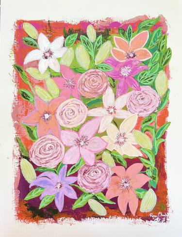 Original Illustration Floral Paintings by Roya Chadab