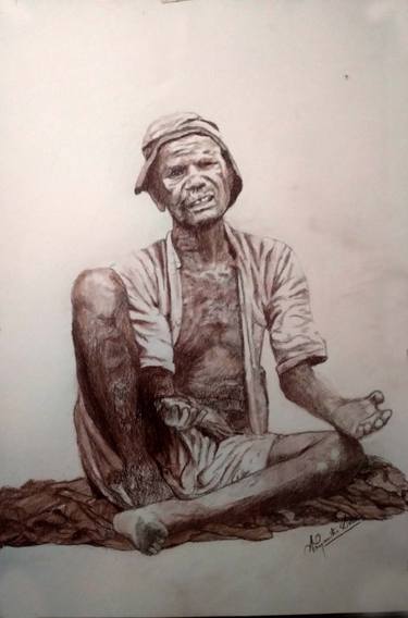 Original Figurative Men Drawings by Jayantha Silva