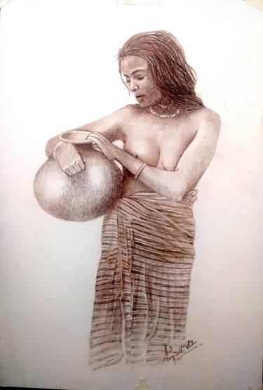 Original Figurative Culture Drawings by Jayantha Silva
