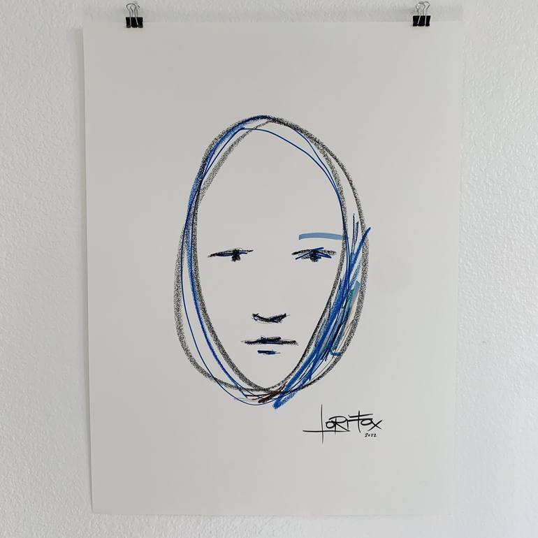 Original Abstract Portrait Drawing by Lori Fox