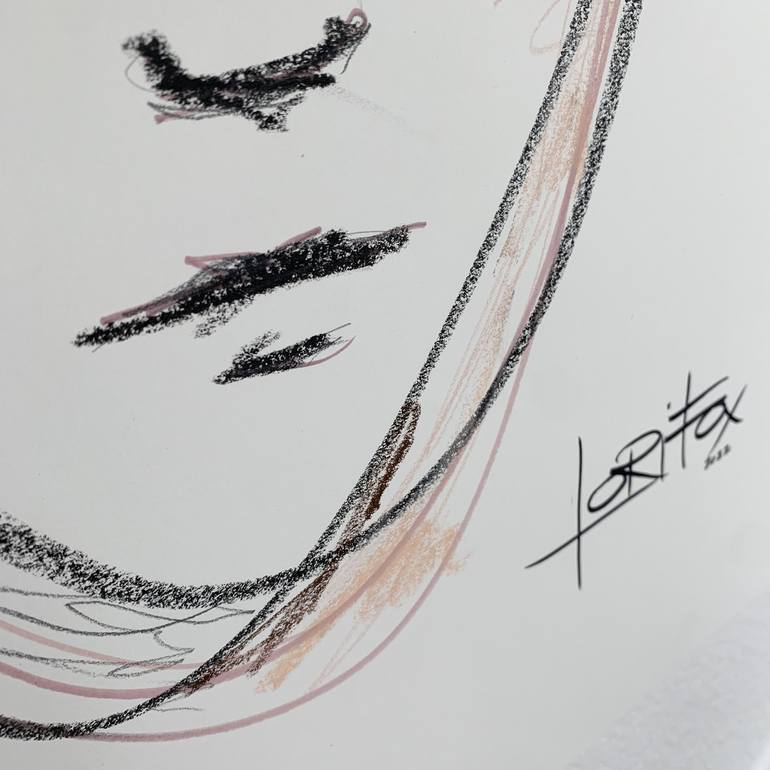 Original Abstract Portrait Drawing by Lori Fox