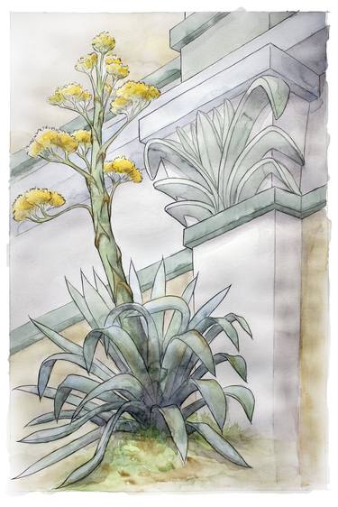 Original Art Deco Botanic Paintings by Emily Handley