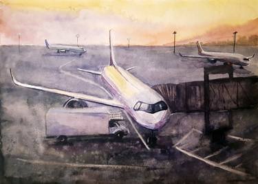 Print of Airplane Paintings by Anastassiya Suslova