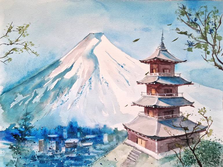 Watercolor Japanese landscape  Japanese ink painting, Japanese vintage  art, Japanese art prints