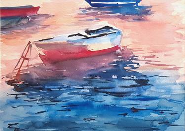 Original Fine Art Boat Paintings by Anastassiya Suslova
