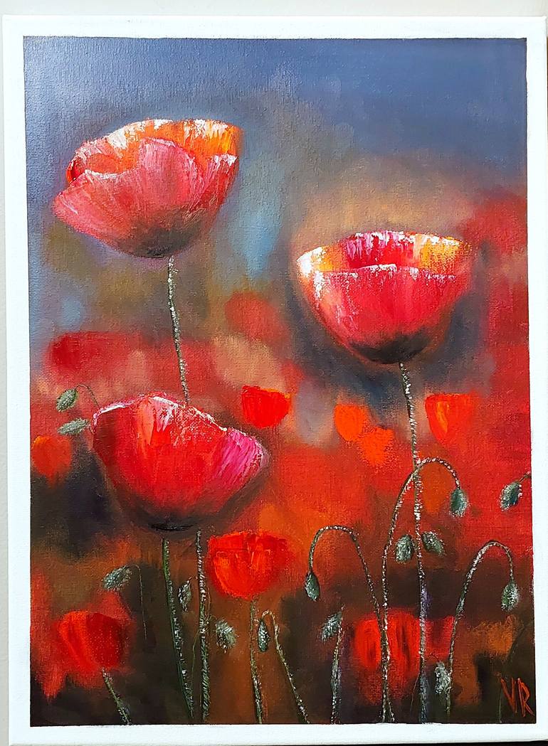 Original Abstract Floral Painting by Valentyna Rybkina
