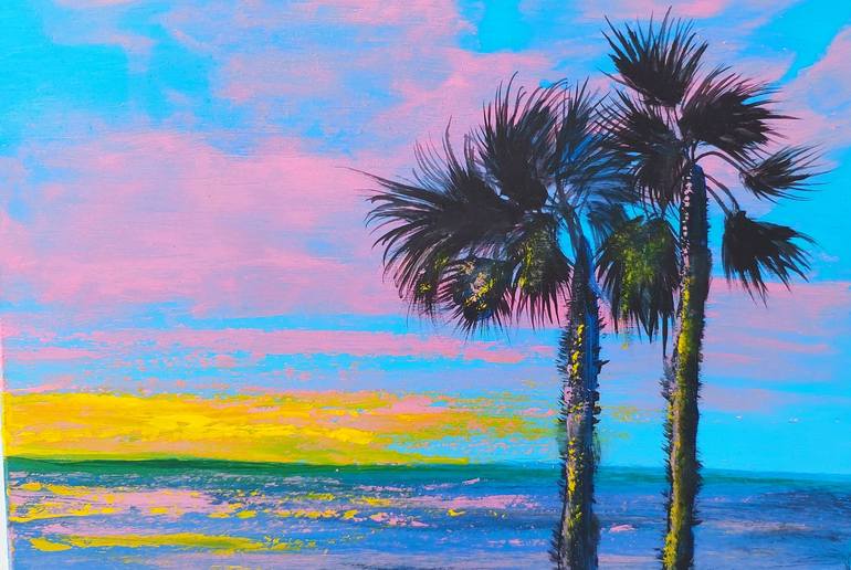 Original Expressionism Beach Painting by Valentyna Rybkina