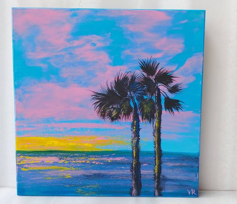 Original Expressionism Beach Painting by Valentyna Rybkina