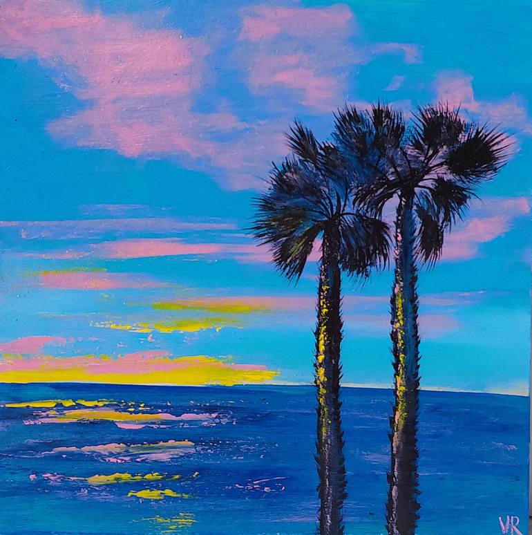 palm tree sunset pink