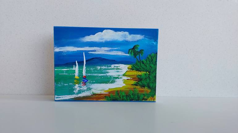 Original Impressionism Beach Painting by Valentyna Rybkina