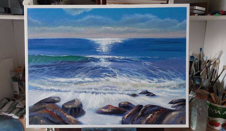 Original Impressionism Beach Painting by Valentyna Rybkina