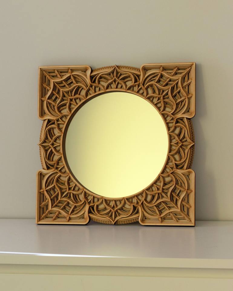 Boho Wooden Mirror Mandala - Print