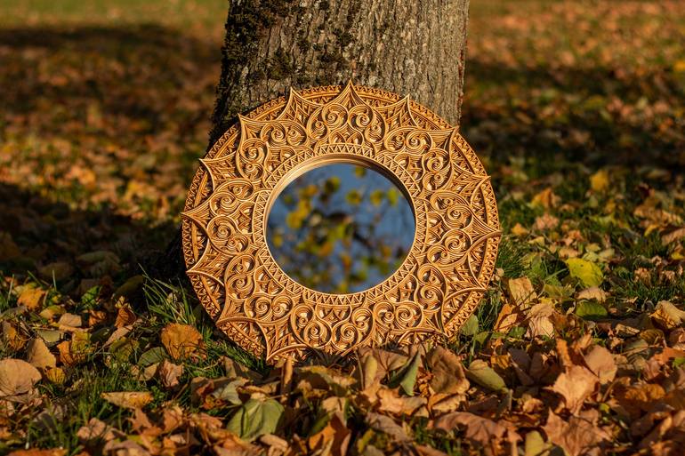 Circle Boho Wooden Mirror Mandala - Print