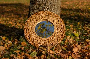 Circle Boho Wooden Mirror Mandala thumb