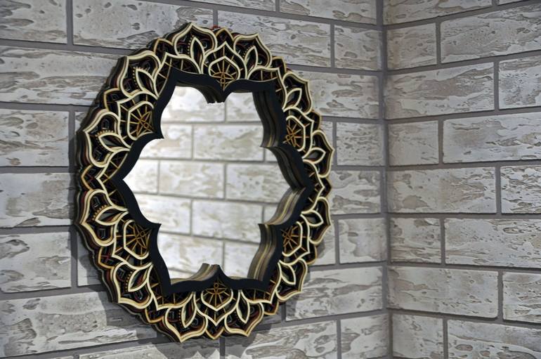 Flower Wooden Mirror Mandala - Print