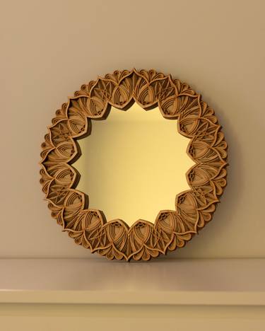 Round Wooden Mirror Mandala thumb
